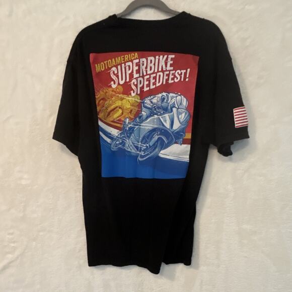 MotoAmerica Other - MotoAmerica Superbike Speedfest‎ T-Shirt Mens XXL Black Graphic USA Flag Sleeve